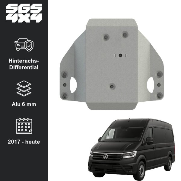 Unterfahrschutz VW Crafter Heckantrieb/4WD Allrad | 2017- | Hinterachsdifferential | Alu 6 mm
