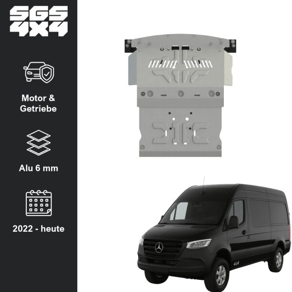Unterfahrschutz Mercedes Sprinter 907 4x4 / 4matic | 2022 - heute | Motor & Getriebe | Alu 6 mm