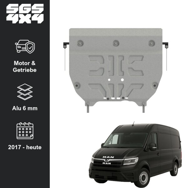 Unterfahrschutz MAN TGE Heck-,Frontantrieb/4WD Allrad | 2017- | Motor & Getriebe | Alu 6 mm